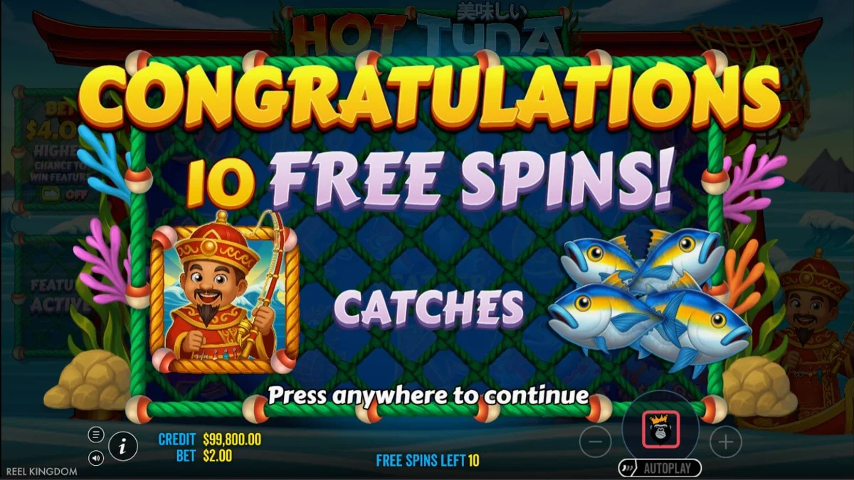 Tampilan visual slot Hot Tuna dengan nelayan dan latar belakang laut